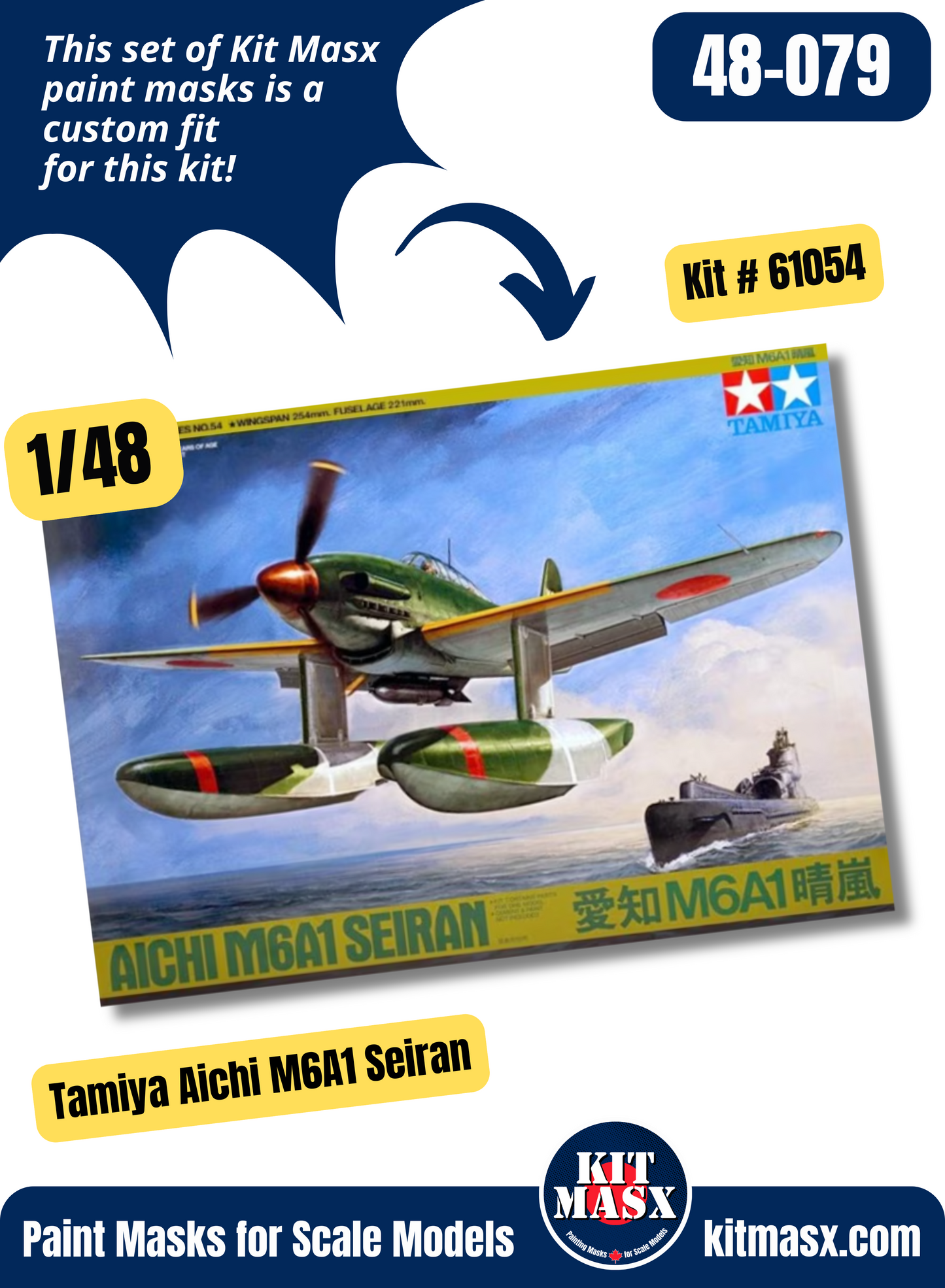 Tamiya Aichi M6A1 Seiran 1/48 Canopy & Wheel Paint Masks, Kit # 61054