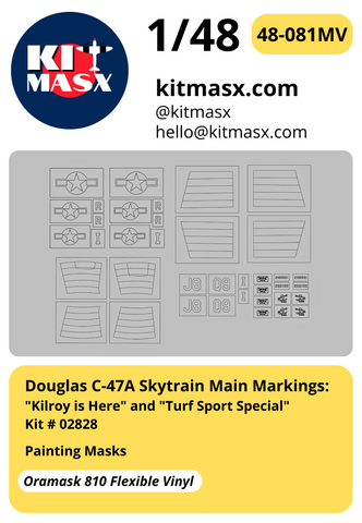 Douglas C-47A Skytrain 1/48 Main Markings: "Kilroy is Here" and "Turf Sport Special"
