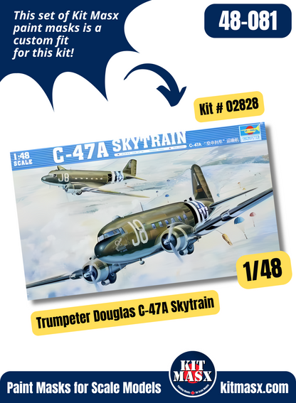 Douglas C-47A Skytrain "Kilroy is Here" and "Turf Sport Special" 1/48 Main Marking Paint Masks, Kit # 02828