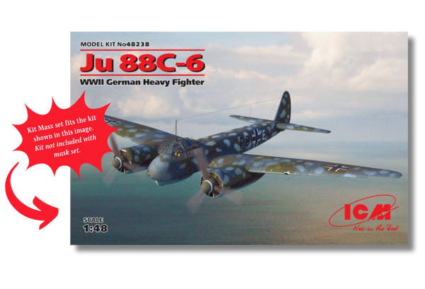 ICM Junkers Ju 88A-4/5/8/10/11/14, Ju 88C-4/6/6b, Ju 88D-1/2/4 1/48 Canopy & Wheel Paint Masks