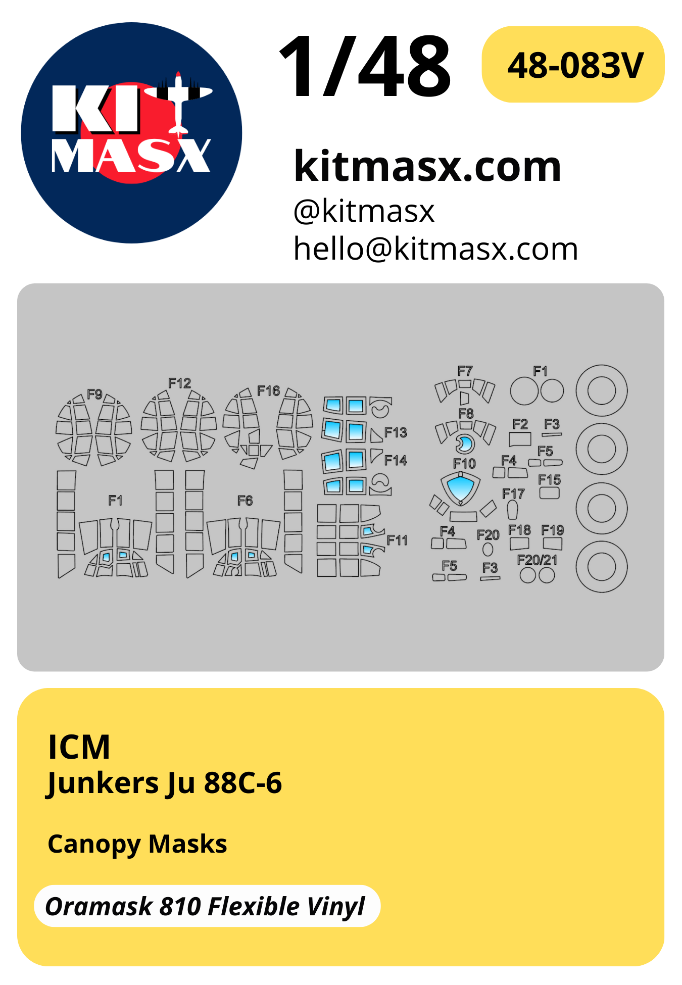 ICM Junkers Ju 88C-6 1/48 Canopy & Wheel Masks