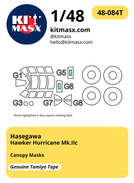 Hasegawa Hawker Hurricane Mk.IIc 1/48 Canopy & Wheel Masks