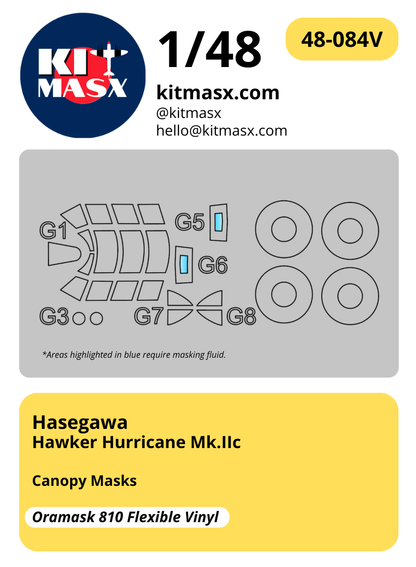 Hasegawa Hawker Hurricane Mk.IIc 1/48 Canopy & Wheel Masks