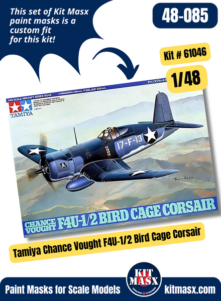 Tamiya Chance Vought F4U-1/2 Bird Cage Corsair 1/48 Canopy & Wheel Paint Masks, Kit # 61046