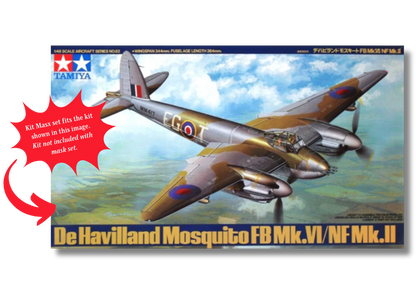 Tamiya de Havilland Mosquito FB Mk.VI/NF Mk.II, NF Mk.XIII/Mk.XVII 1/48 Canopy & Wheel Paint Masks, Kit # 61062