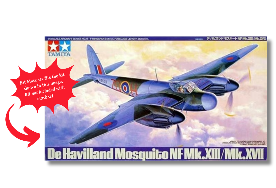 Tamiya de Havilland Mosquito FB Mk.VI/NF Mk.II, NF Mk.XIII/Mk.XVII 1/48 Canopy & Wheel Paint Masks, Kit # 61062