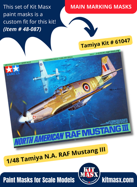 Tamiya North American P-51B/RAF Mustang III No. 315 (Polish) Sqn. 1/48 Main Marking Paint Masks, Kit # 61047