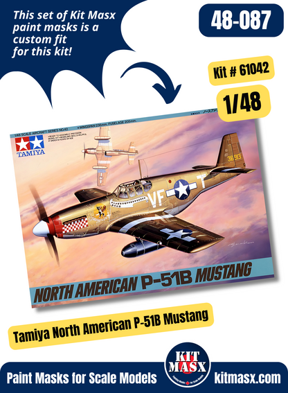 Tamiya North American P-51B/RAF Mustang III 1/48 Canopy & Wheel Paint Masks, Kit # 61042