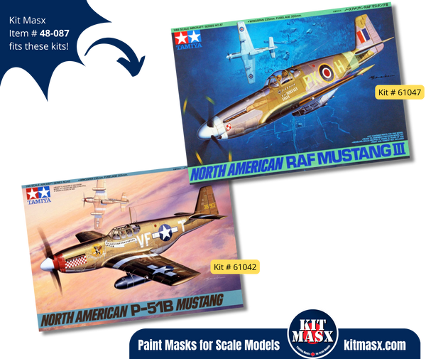 Tamiya North American P-51B/RAF Mustang III 1/48 Canopy & Wheel Paint Masks, Kit # 61042