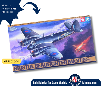 Tamiya Bristol Beaufighter Mk.VI/TF.Mk.X 1/48 Canopy & Wheel Paint Masks, Kit # 61064