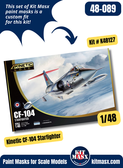 Kinetic Lockheed F-104 Starfighter Series 1/48 Canopy Paint Masks, Kit # K48127