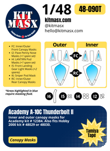 Academy A-10C Thunderbolt II 1/48 Canopy Paint Masks