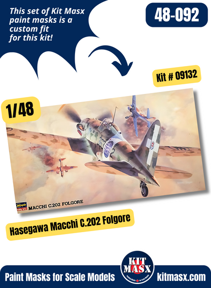 Hasegawa Macchi C.202 Folgore 1/48 Canopy Paint Masks, Kit # 09132