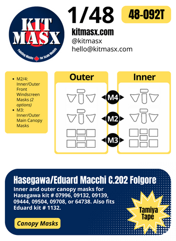 Hasegawa Macchi C.202 Folgore 1/48 Canopy & Main Marking Paint Masks