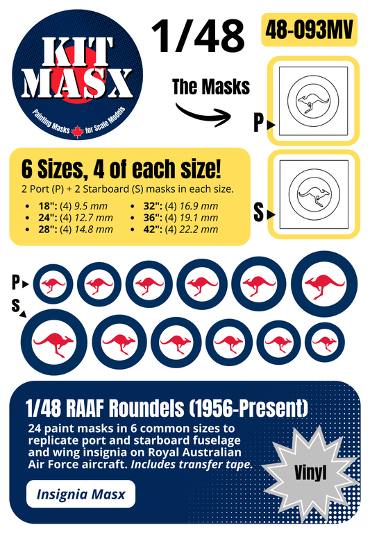 RAAF Roundels 1956-Present 1/48 National Insignia Paint Masks (48093M)