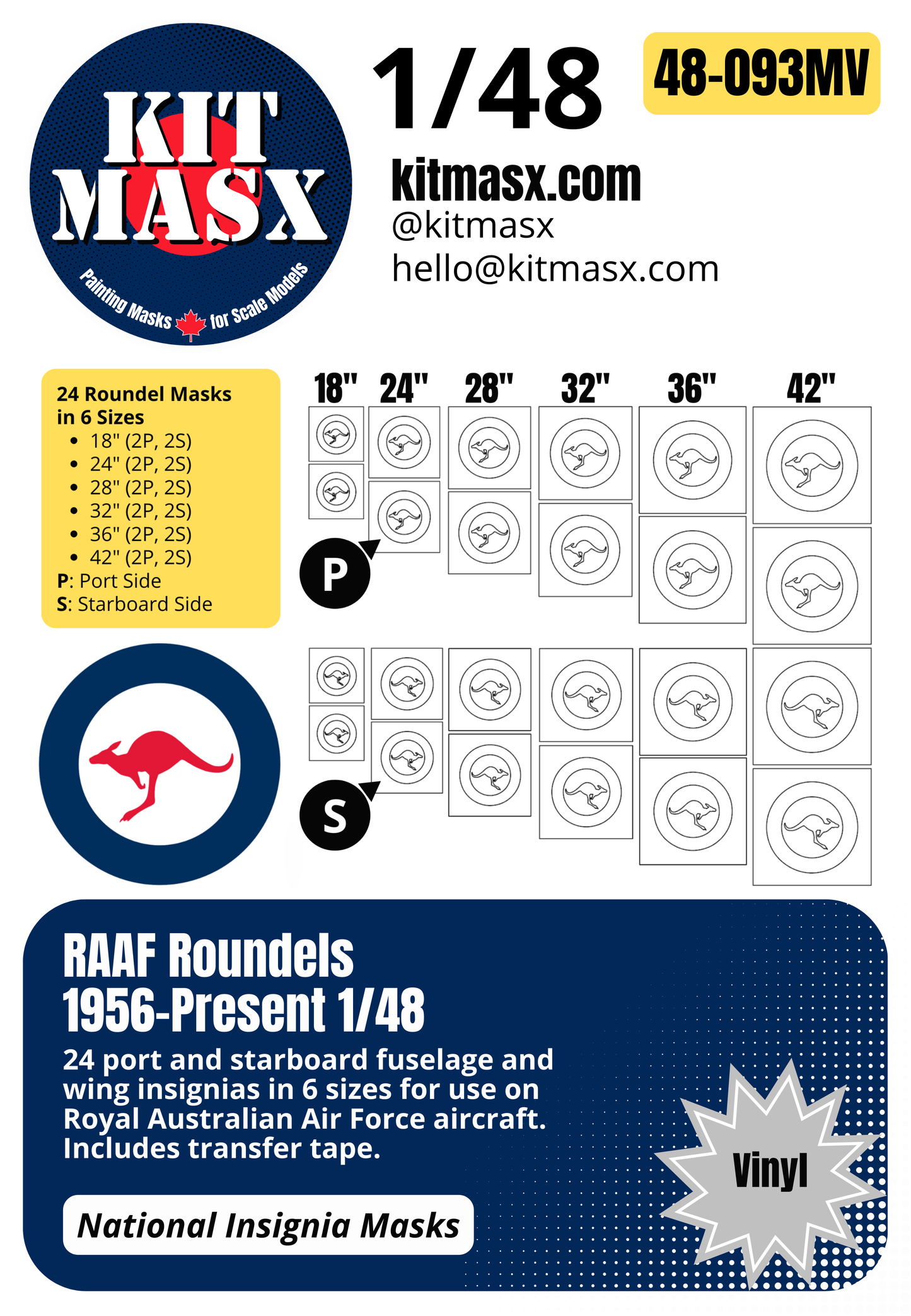 RAAF Roundels 1956-Present 1/32 & 1/48 National Insignia Paint Masks