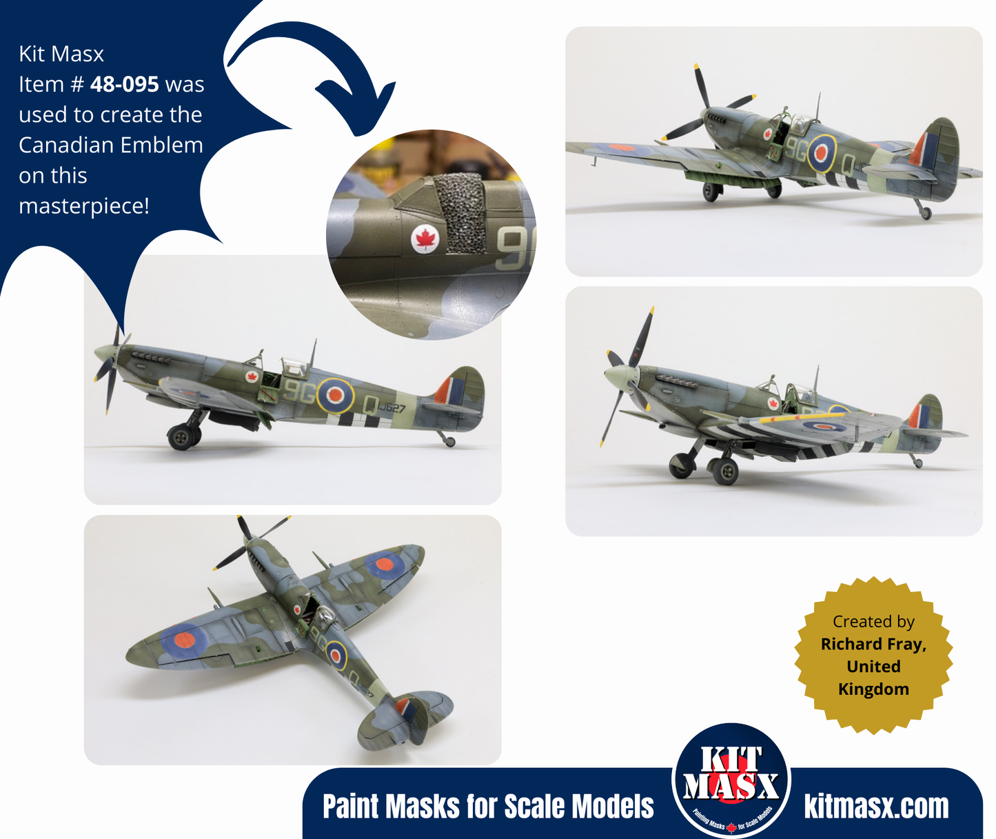1943 Spitfire T.9-MJ627 Canadian Badge 1/48 National Insignia Paint Masks