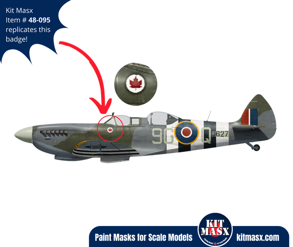 1943 Spitfire T.9-MJ627 Canadian Badge 1/48 National Insignia Masks