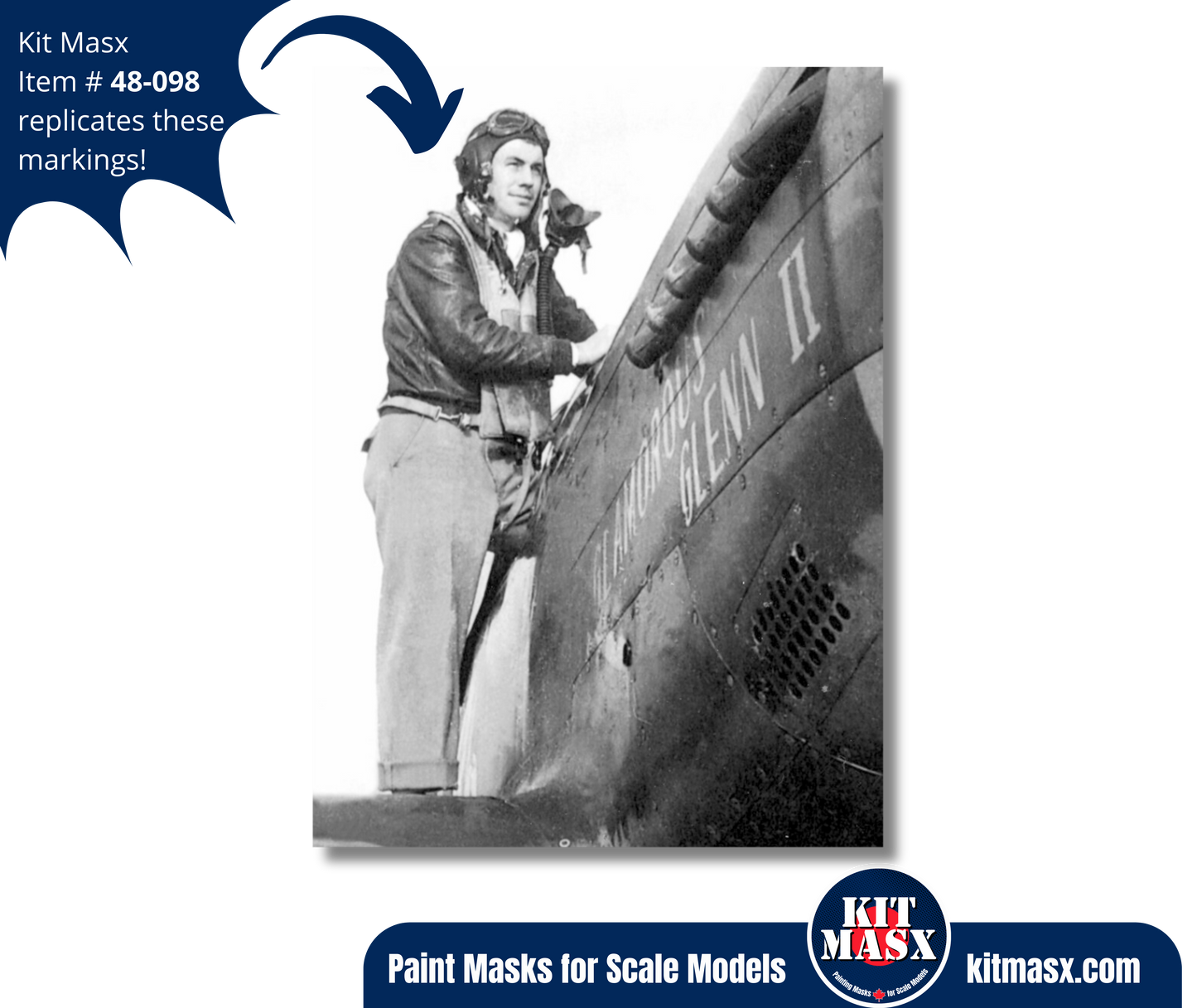 Chuck Yeager’s P-51D Mustang "Glamorous Glenn II" 1/48 Main Marking Paint Masks