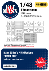 Major Ed Hiro's P-51D Mustang "Horses Itch" 1/48 Main Marking Paint Masks