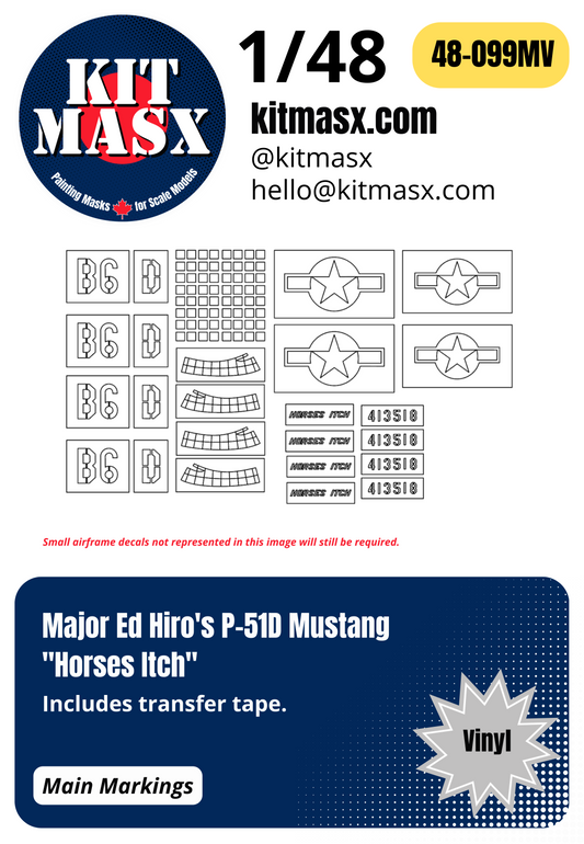 Major Ed Hiro's P-51D Mustang "Horses Itch" 1/48 Main Marking Paint Masks