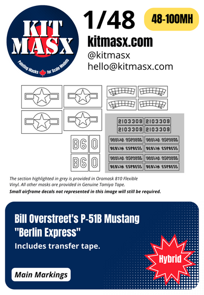 Bill Overstreet's P-51B Mustang "Berlin Express" 1/48 Main Markings