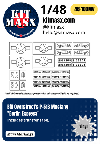 Bill Overstreet's P-51B Mustang "Berlin Express" 1/48 Main Markings