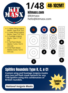 Spitfire Roundels Type B, C, C1 1/48 National Insignia Paint Masks