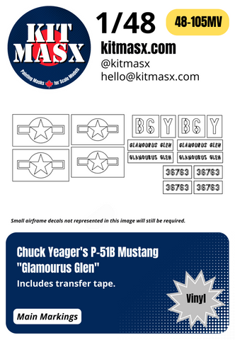Chuck Yeager's P-51B Mustang "Glamourus Glen" 1/48 Main Markings