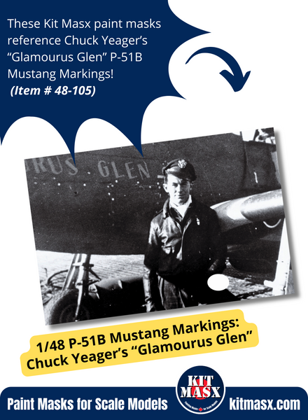 Chuck Yeager's P-51B Mustang "Glamourus Glen" 1/48 Main Marking Paint Masks