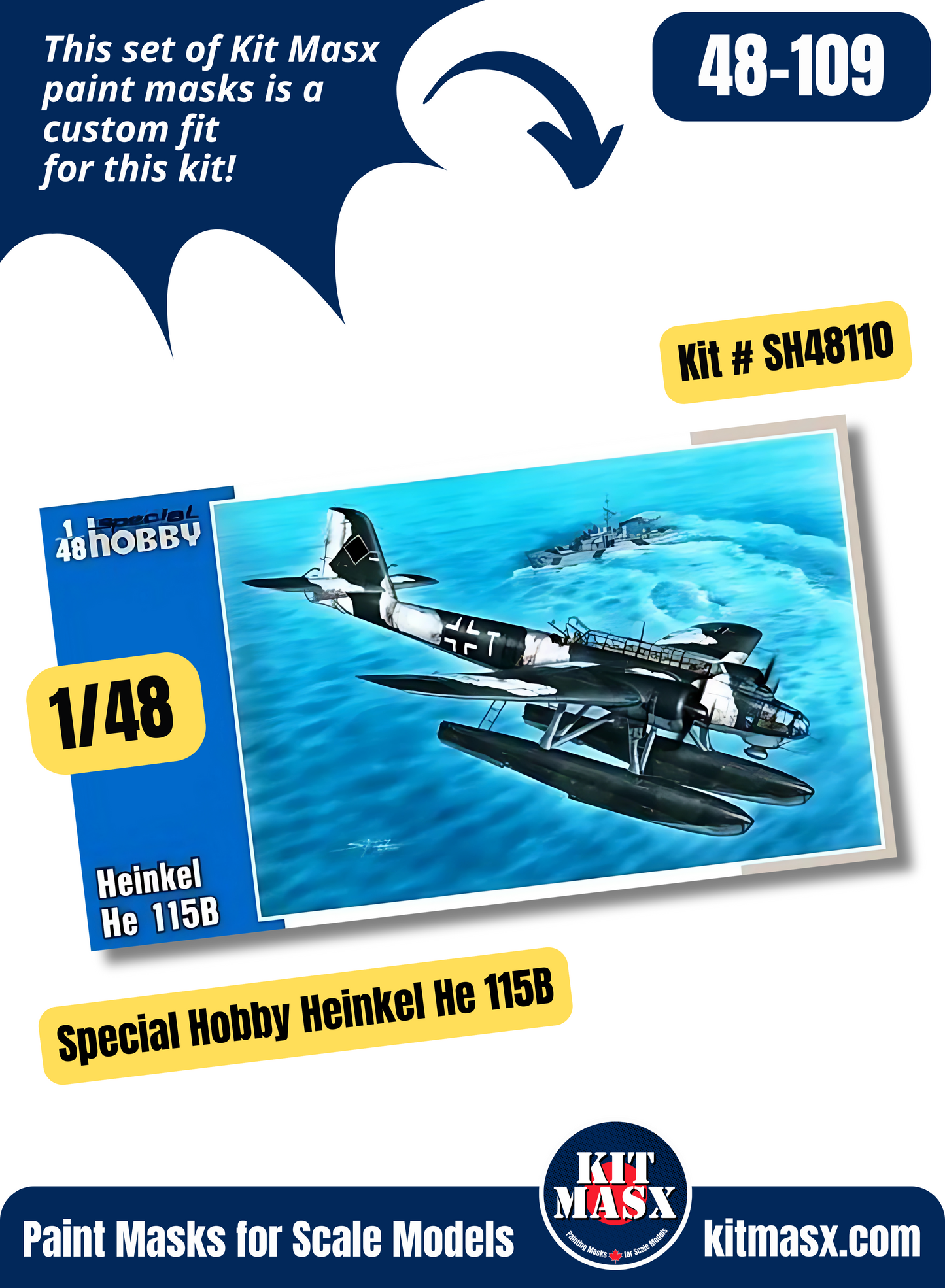 Special Hobby Heinkel He 115/He 115B 1/48 Canopy Paint Masks, Kit # SH48110