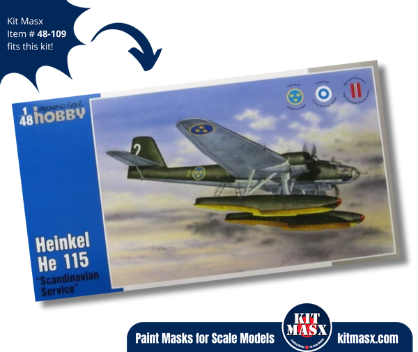 Special Hobby Heinkel He 115B 1/48 Canopy Paint Masks, Kit # SH48110