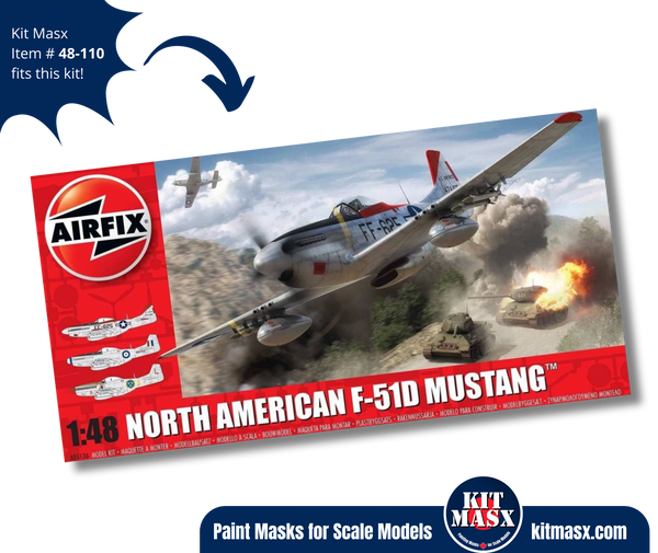 Airfix North American P-51D/F-51D Mustang 1/48 Canopy & Wheel Paint Masks