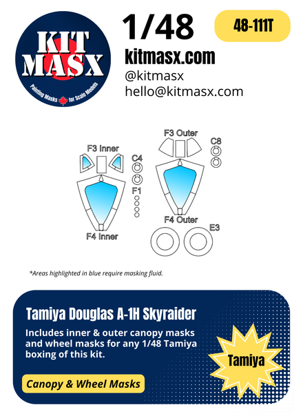 Tamiya Douglas A-1H Skyraider 1/48 Canopy & Wheel Masks