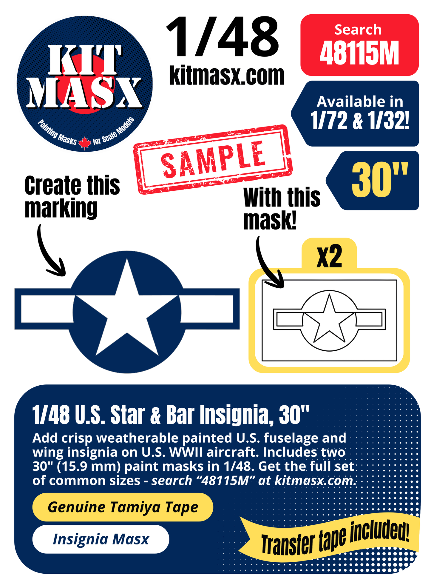 Kit Masx Sample: 1/48 U.S. Star & Bar Insignia, 30"