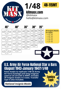 U.S. Army Air Force National Star and Bars Insignia (August 1943-January 1947) 1/48 National Insignia Paint Masks