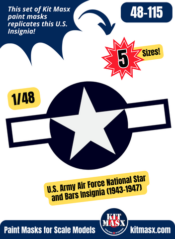 U.S. Army Air Force National Star and Bars Insignia (August 1943-January 1947) 1/48 National Insignia Paint Masks