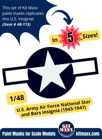 U.S. Army Air Force National Star and Bars Insignia (August 1943-January 1947) 1/48 National Insignia Paint Masks