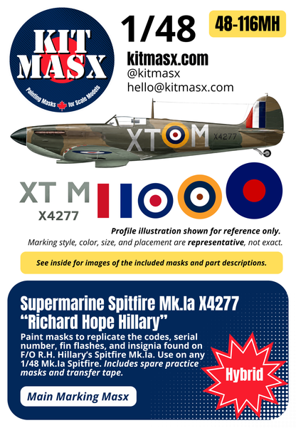 Supermarine Spitfire Mk.Ia X4277 “Richard Hope Hillary” Main Marking Paint Masks