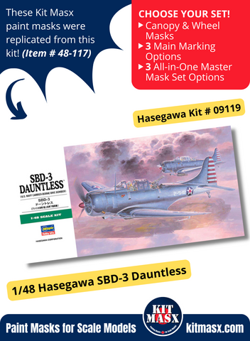 Hasegawa SBD-1/3/4 Dauntless 1/48 Canopy & Main Marking Paint Masks