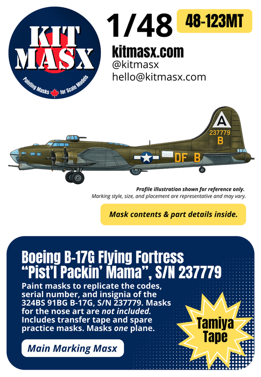 Boeing B-17G Flying Fortress “Pist'l Packin' Mama”, S/N 237779 1/48 Main Marking Paint Masks