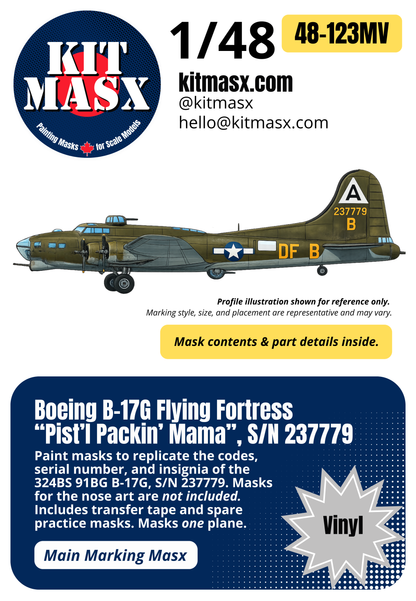 Boeing B-17G Flying Fortress “Pist'l Packin' Mama”, S/N 237779 1/48 Main Marking Paint Masks