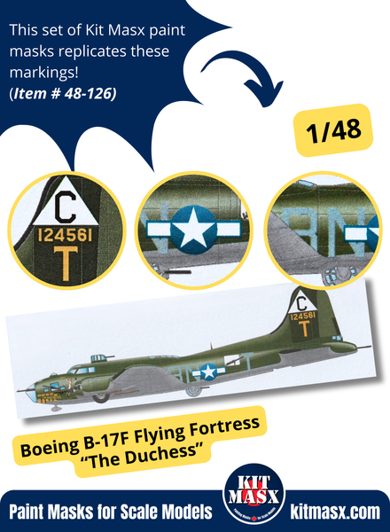 Boeing B-17F Flying Fortress “The Duchess” 1/48 Main Marking Paint Masks