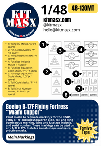 Boeing B-17F Flying Fortress “Miami Clipper” 1/48 Main Marking Paint Masks, SSI 48-320