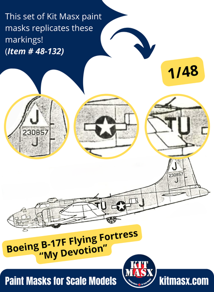 Boeing B-17F Flying Fortress “My Devotion” 1/48 Main Marking Paint Masks, SSI 48-320