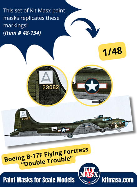 Boeing B-17F Flying Fortress “Double Trouble” 1/48 Main Marking Paint Masks, KW148130