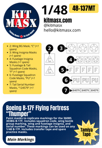 Boeing B-17F Flying Fortress “Thumper” 1/48 Main Marking Paint Masks, SSI 48-524