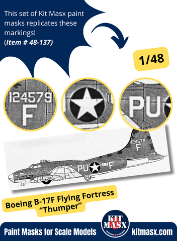 Boeing B-17F Flying Fortress “Thumper” 1/48 Main Marking Paint Masks