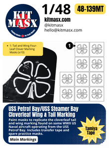 USS Petrof Bay/USS Steamer Bay Cloverleaf Wing & Tail Marking 1/48 Main Marking Paint Masks