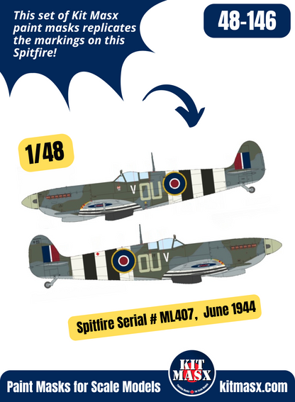 Supermarine Spitfire Mk.IXc S/N ML407 1/48 Main Marking Paint Masks